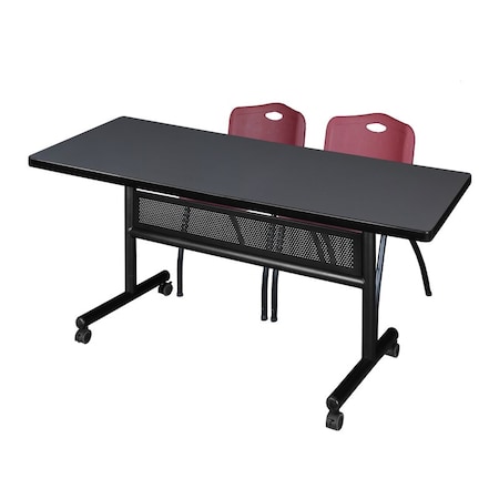 Kobe Rectangle FlipTop Table, 72" W, 29" H, Laminate Top, Gray MKFTM7230GY47BY